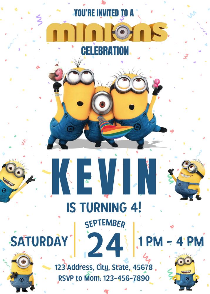 Editable Minions Birthday Invitation Template | DIY Canva Party Invite