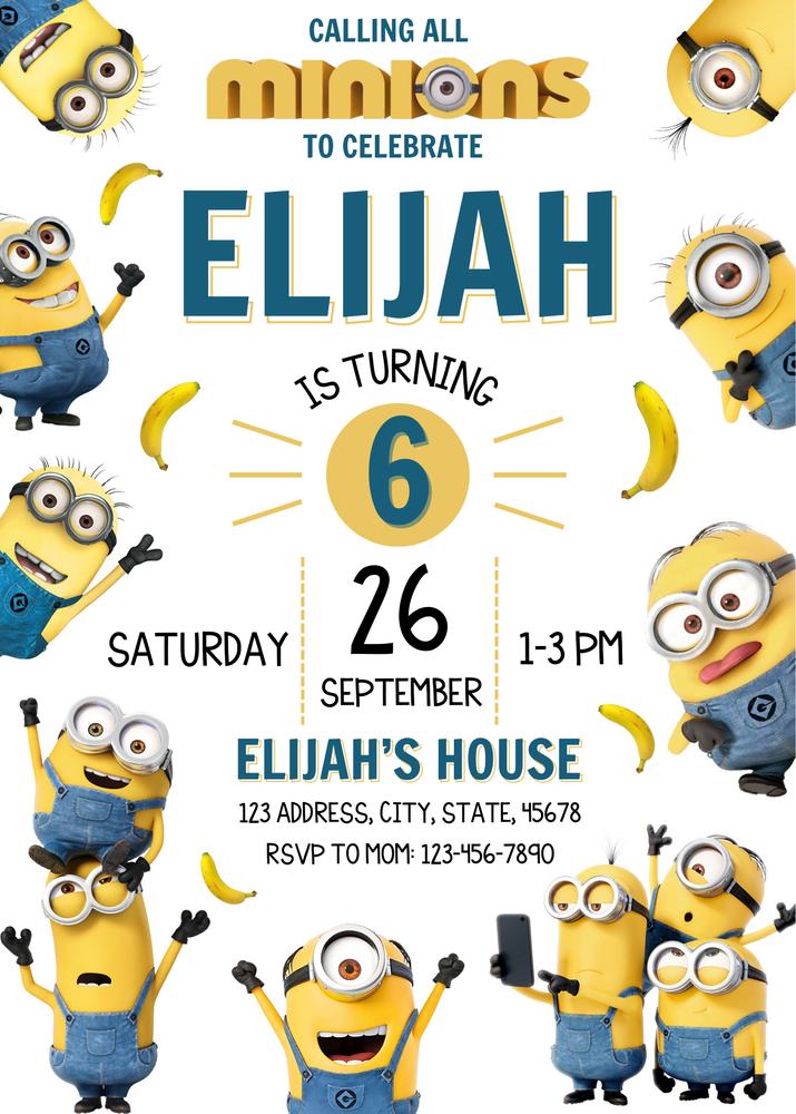 Editable Minions Birthday Invitation Template | Canva Instant Download