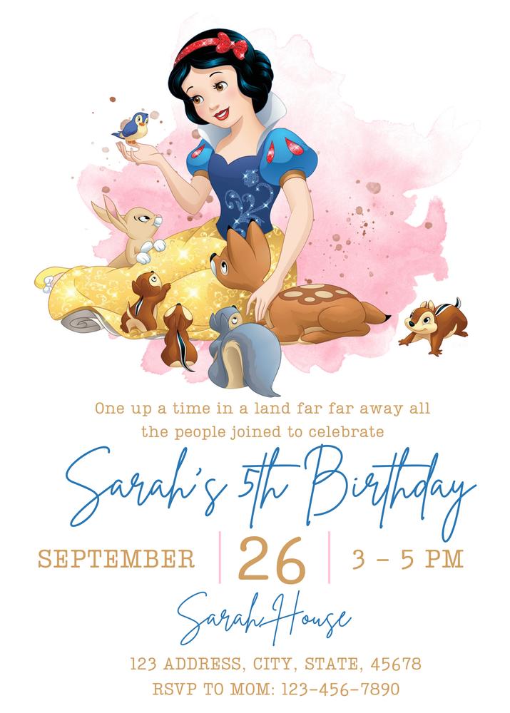 Snow White Birthday Invitation Template | Editable Princess Invite for Canva