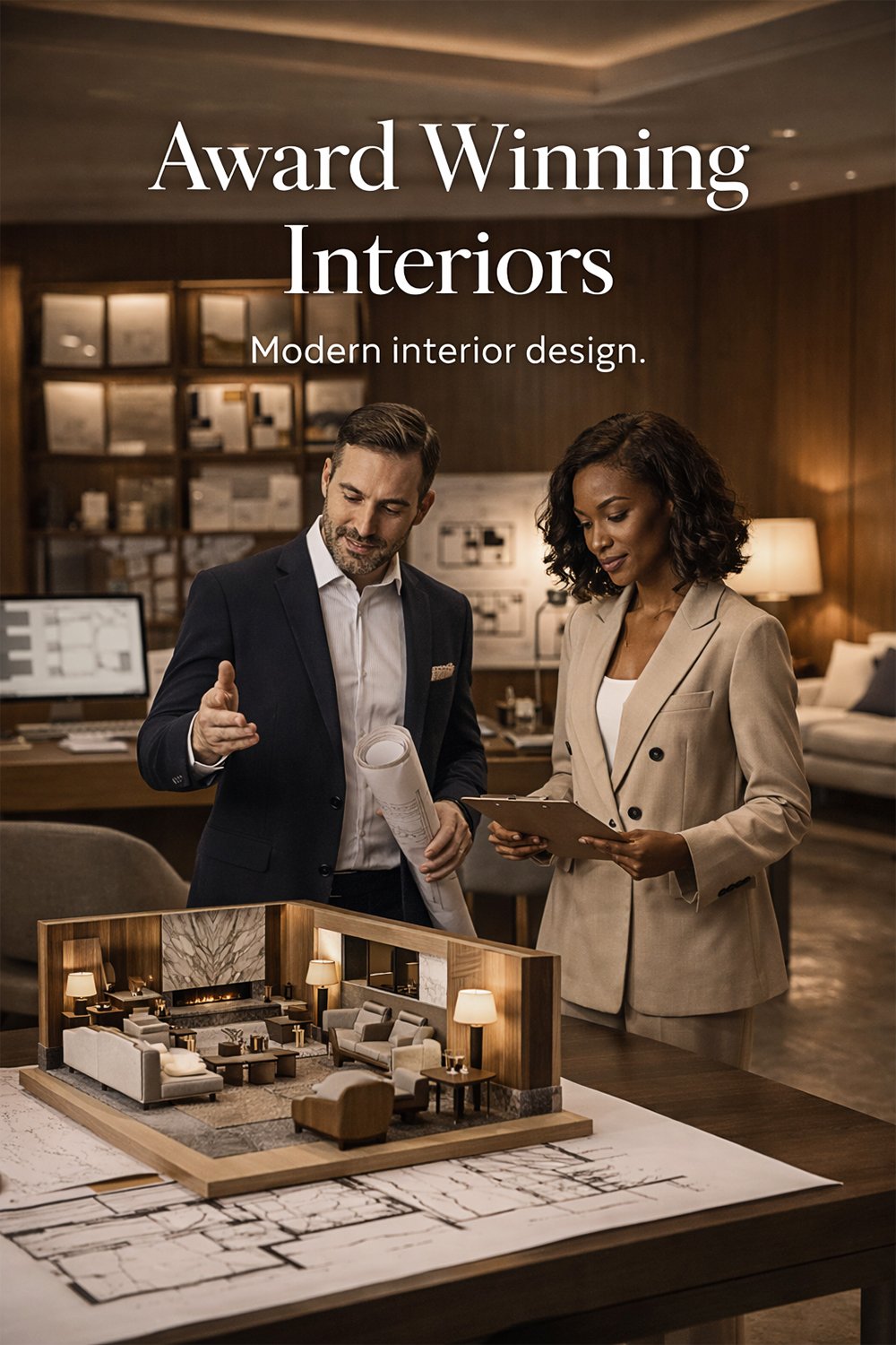 Collection of ultra-luxury executive lounge interiors featuring marble walls, walnut paneling, premium leather seating and warm architectural lighting