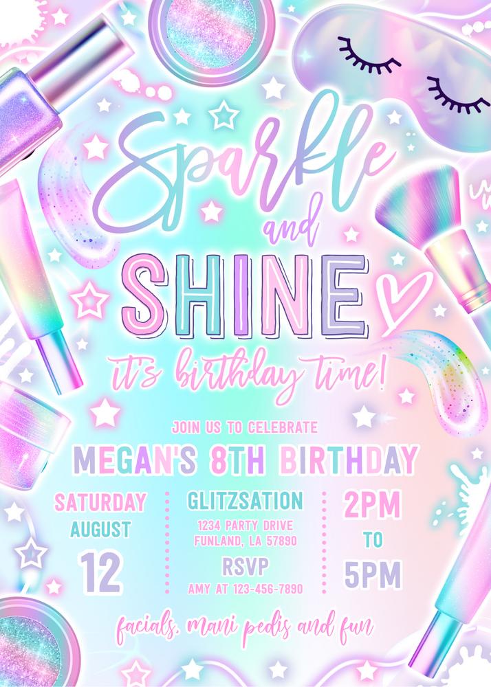 Pastel Glow Spa Party Birthday Invitation | Editable Canva Template