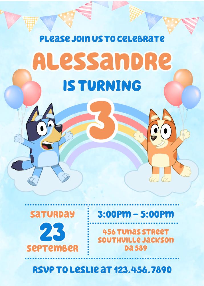 Bluey and Bingo Birthday Invitation Template | Editable Canva Invite