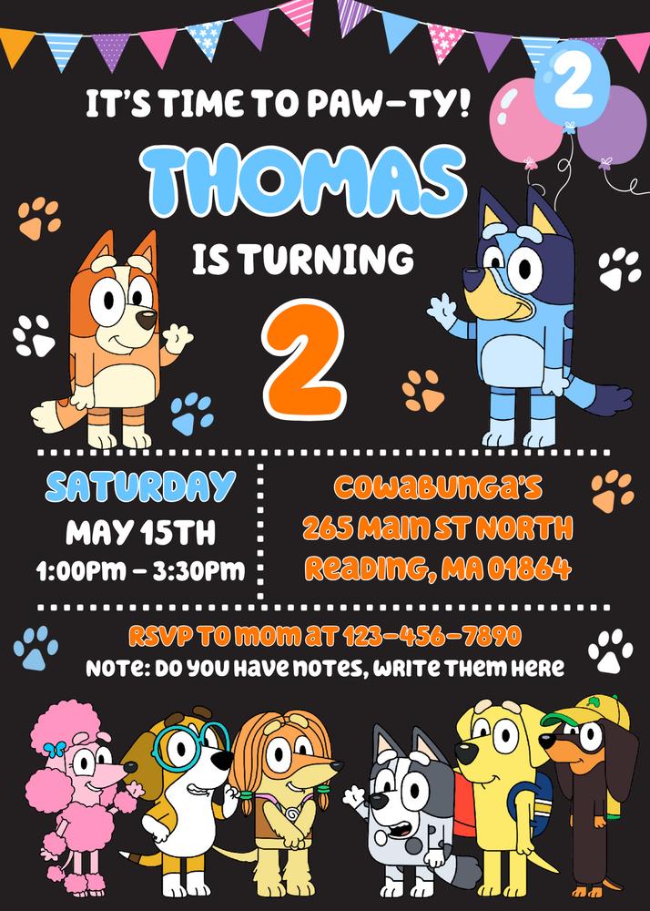 Editable Bluey Boy Birthday Invitation Template | Canva Instant Download