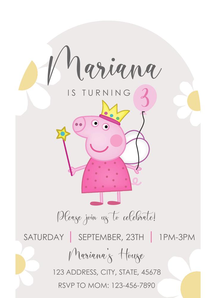 Editable Peppa Pig Balloon Birthday Invitation Template | Canva Instant Access