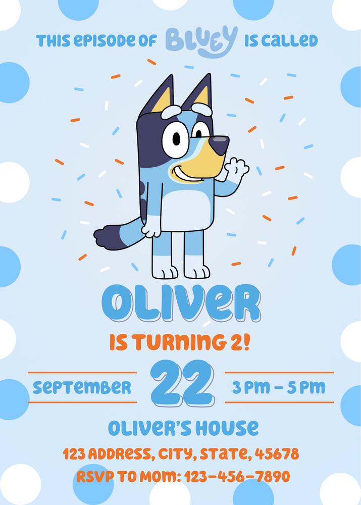 Editable Bluey and Bingo Pink Birthday Invitation | Canva Template Girl