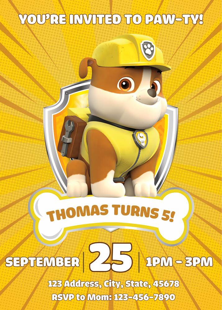 Rubble Patrol Birthday Invitation | Editable Canva Template | Construction Party