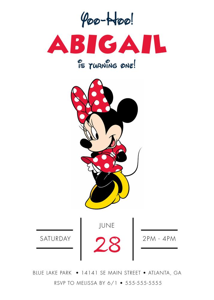 Editable Minnie Mouse Birthday Invitation | Simple Modern Canva Template