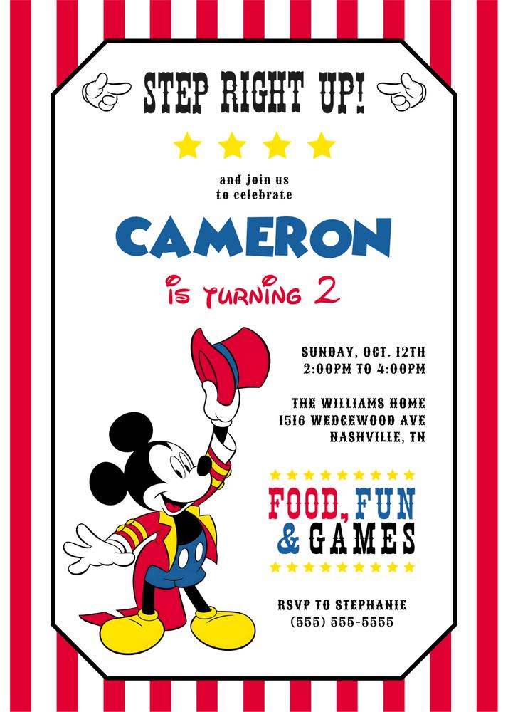 Mickey Mouse Carnival Birthday Invitation | Editable Canva Template 5x7