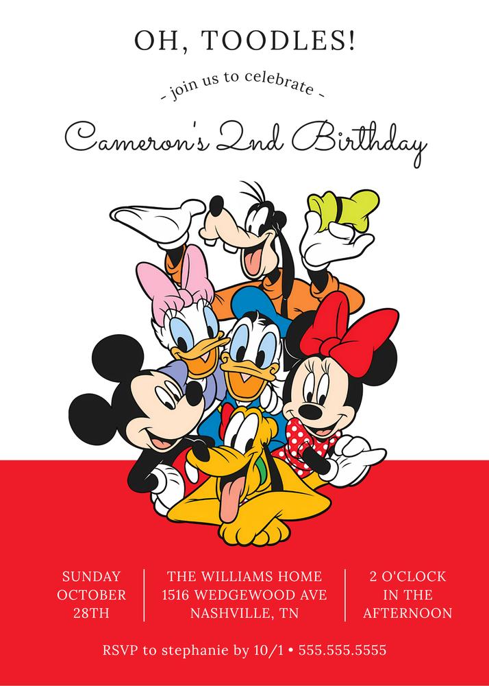 Mickey & Friends Birthday Invitation | Editable Oh Toodles Canva Template