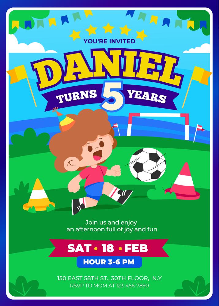 Soccer Birthday Invitation Template | Editable Football Invite for Kids