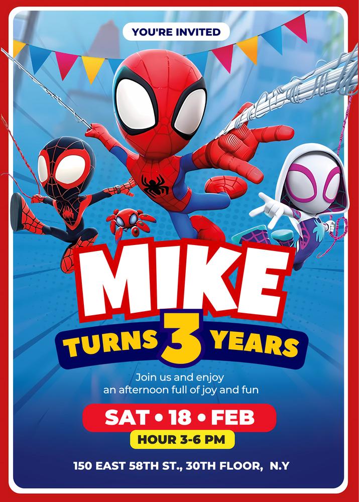 Spidey and His Amazing Friends Birthday Invitation | Editable Canva Template