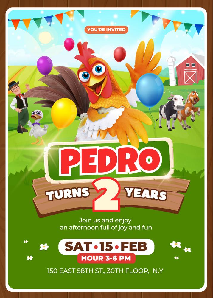 Bartolito Rooster Birthday Invitation Template | Editable Canva Invite