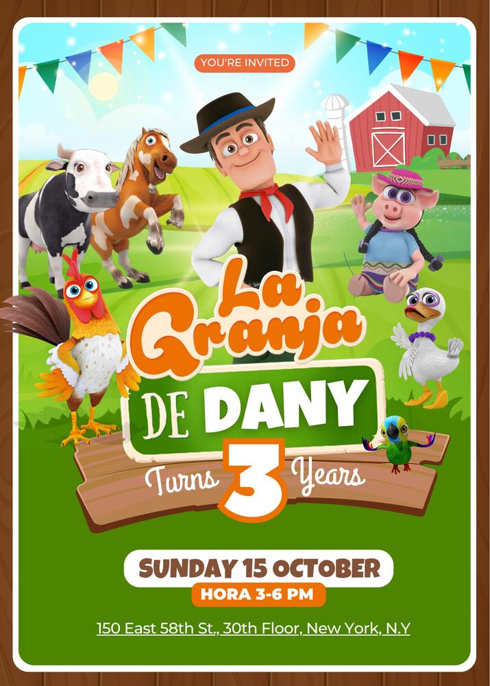 Zenon Farm Birthday Invitation | Editable La Granja de Zenon Invite Canva