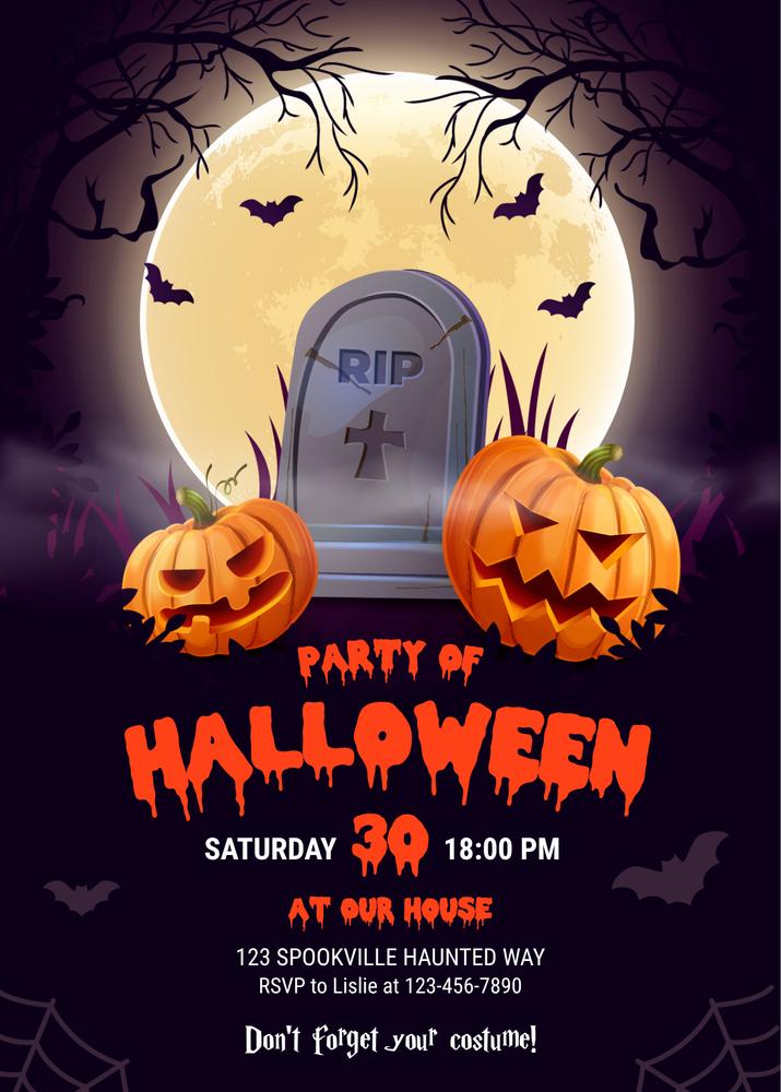 Pumpkin Halloween Party Invitation Template | Editable Canva Invite
