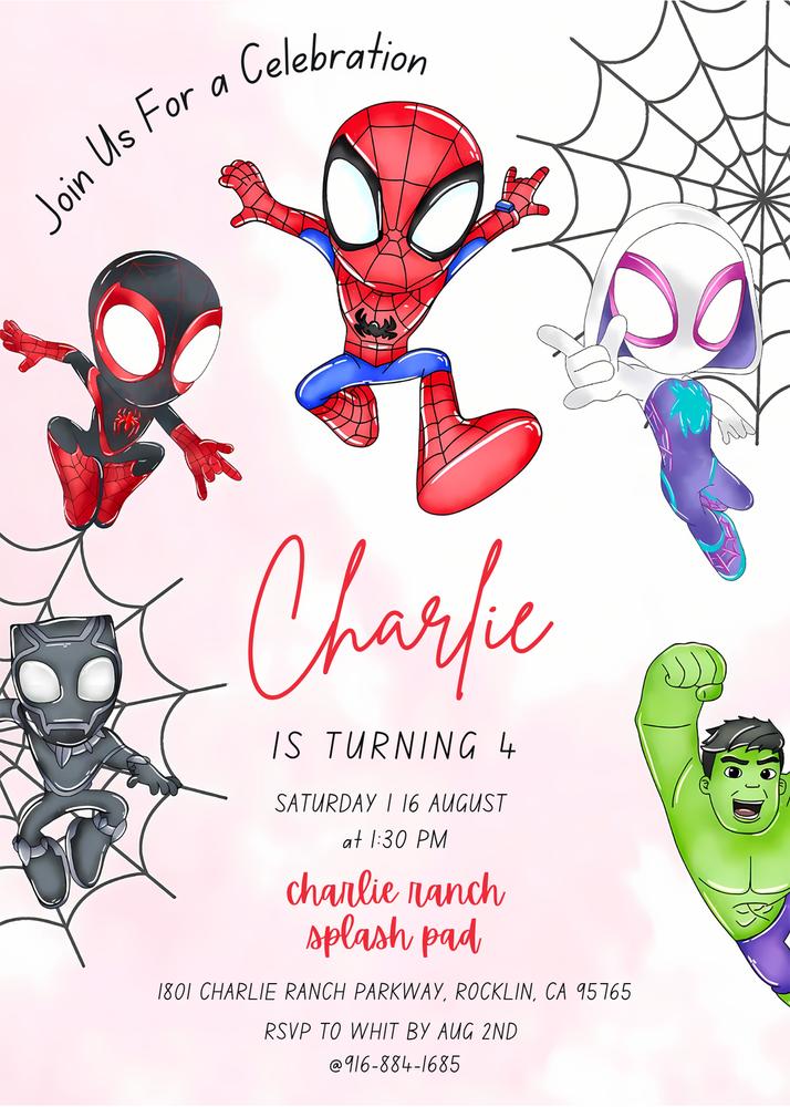 Spidey and His Amazing Friends Birthday Invite | Editable Canva Kids Template