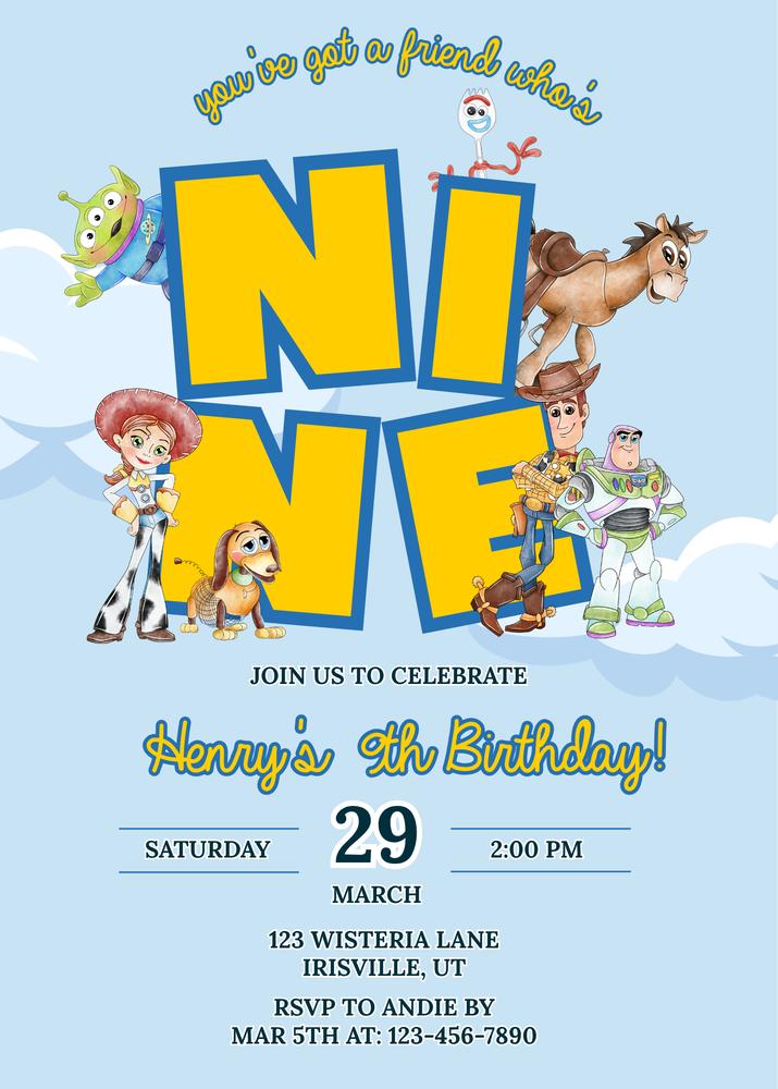 Toy Story 9th Birthday Invitation | Editable Canva Template | Youve Got a Friend