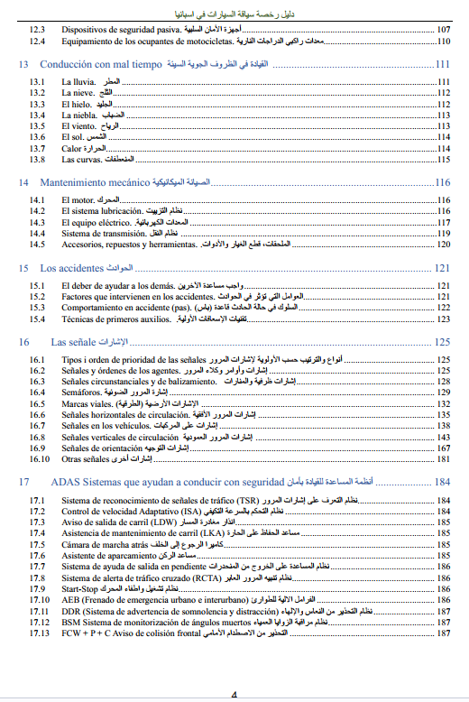 محتويات كتاب رخصة السواثة في اسبانيا  3
