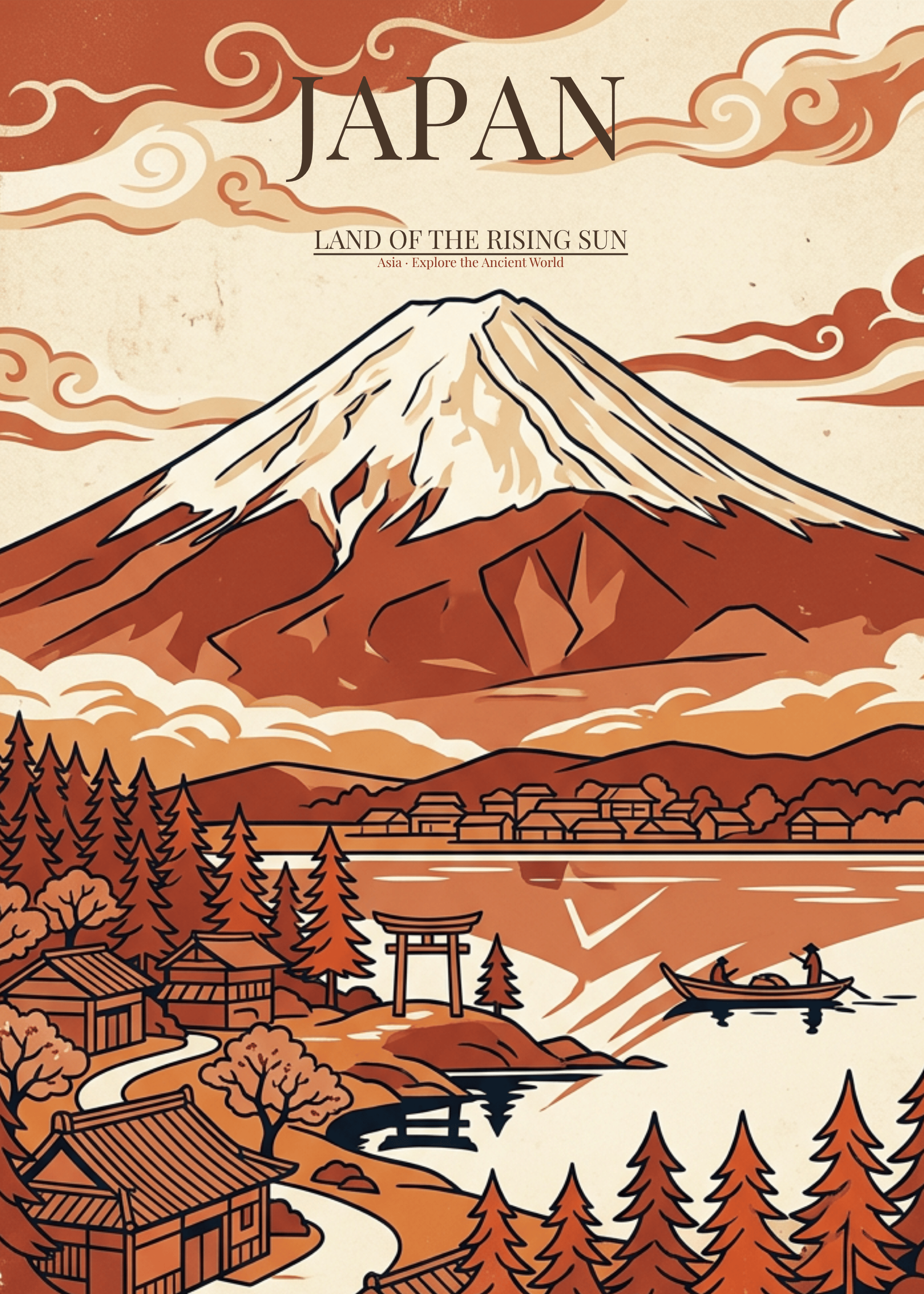 Japan Travel Poster Vintage - Mount Fuji Wall Art Print - Payhip