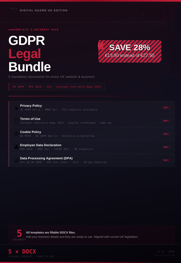 UK GDPR Legal Bundle — 5 Essential Templates for Every UK Website ...