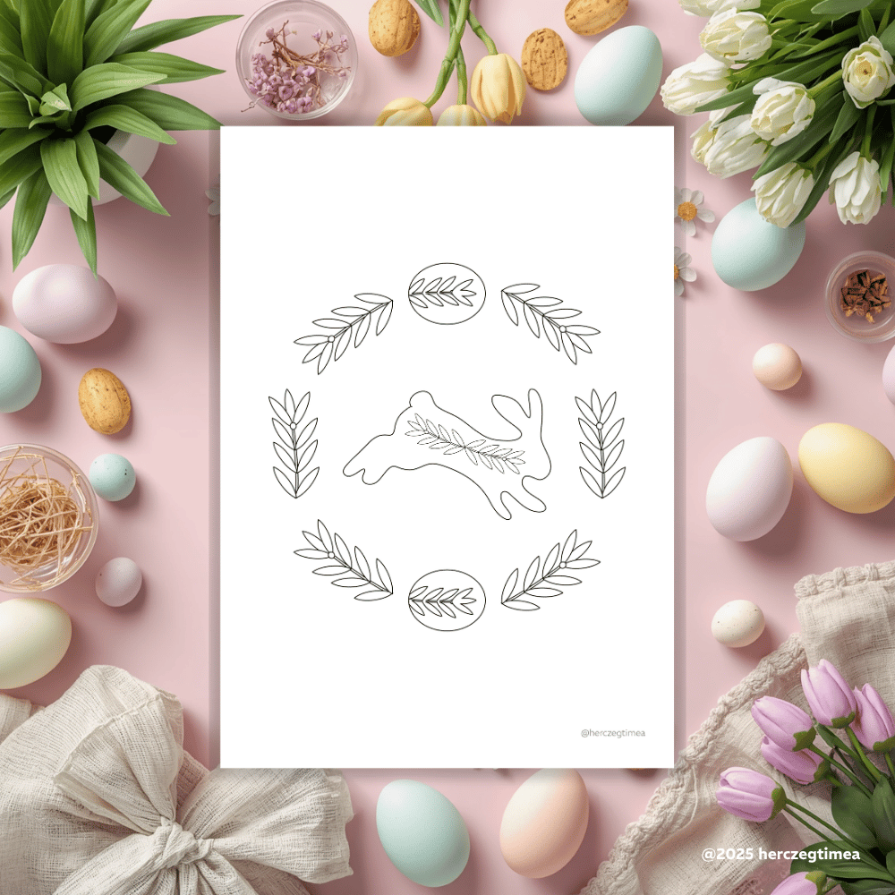 circle easter pattern coloring pages illustrated by herczeg timea