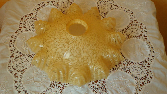 antique french speckled milk glass ceiling shade in pastel yellow