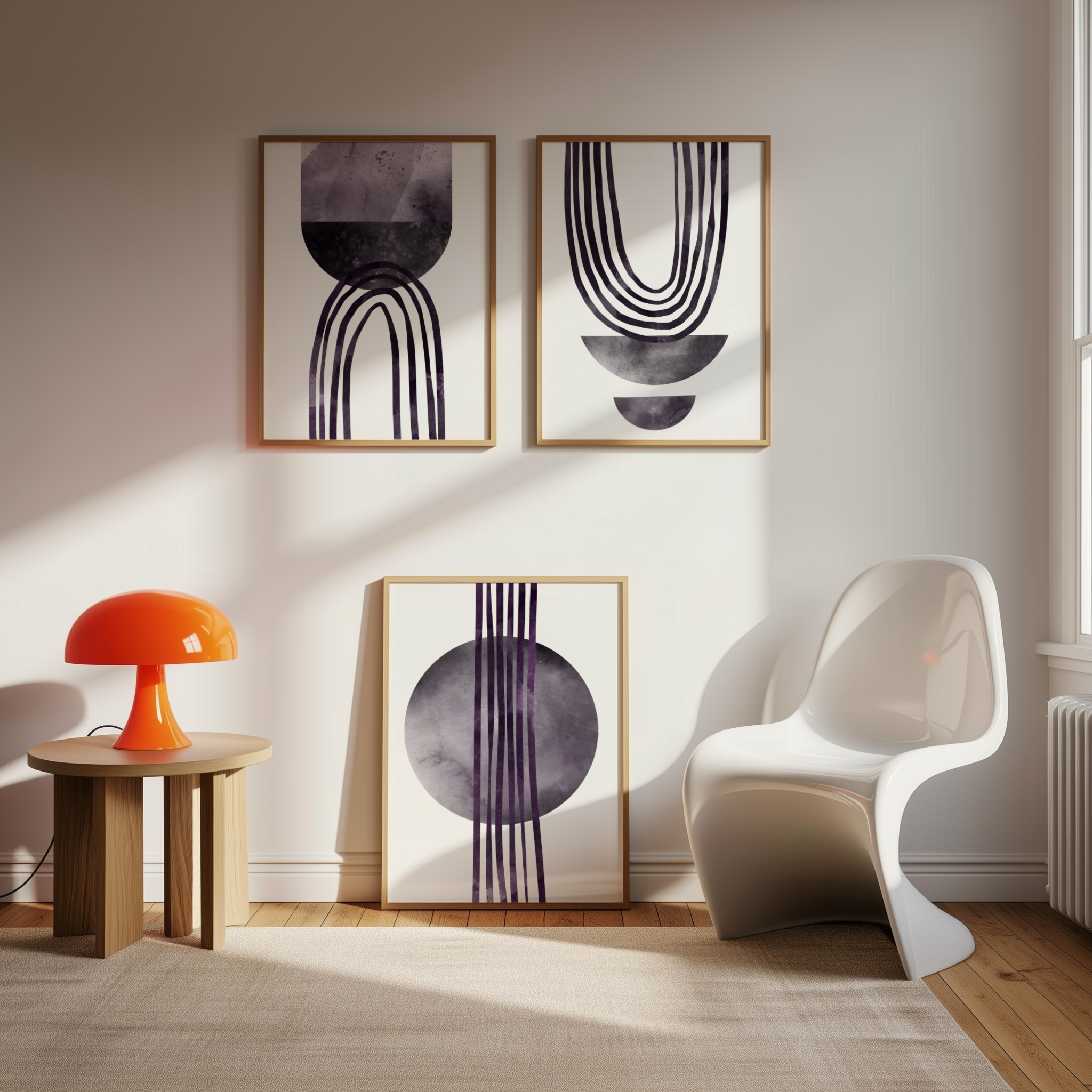 Abstract Wall Art Set of 3 | Boho Minimalist Prints | Modern Neutral ...