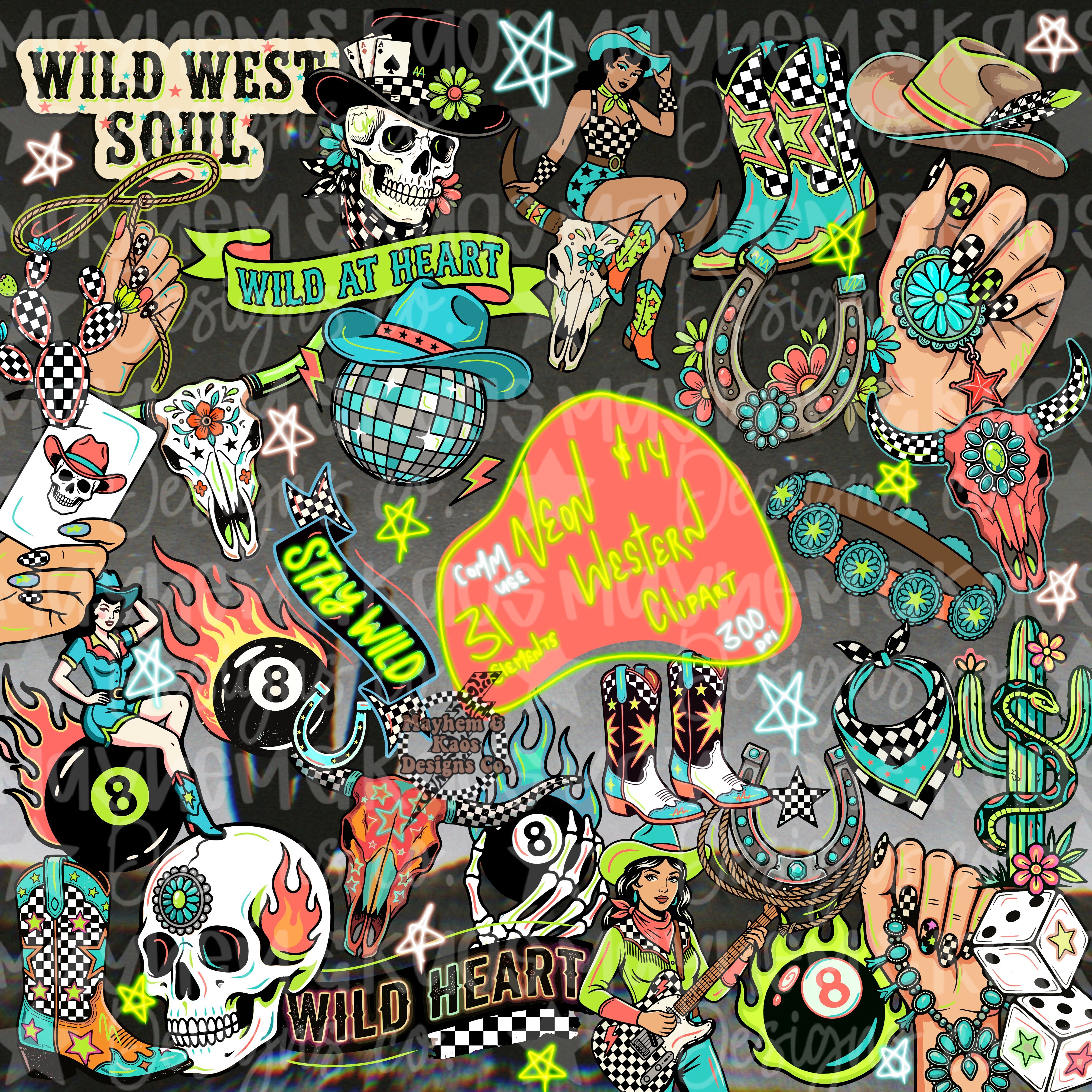 Neon western clipart bundle - Payhip