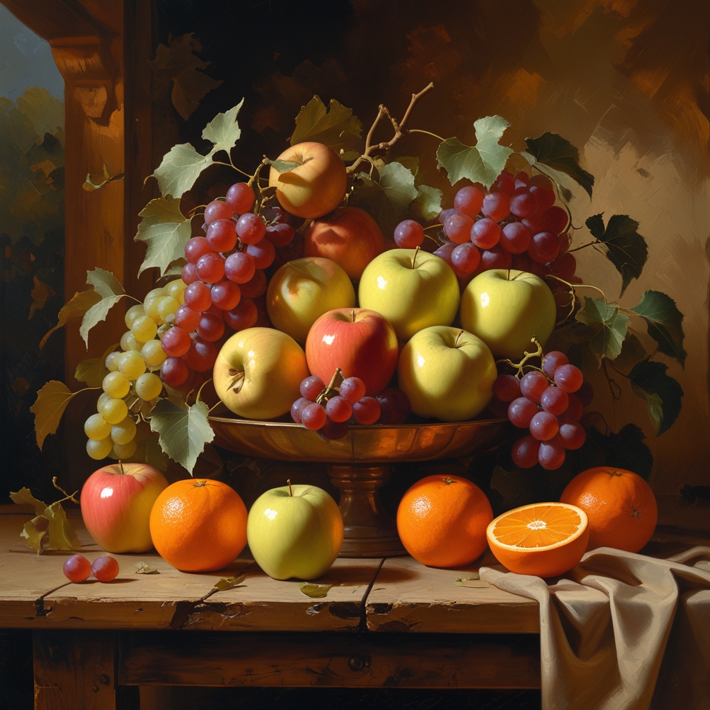 A still life of fresh fruit on a rustic wooden table - Payhip
