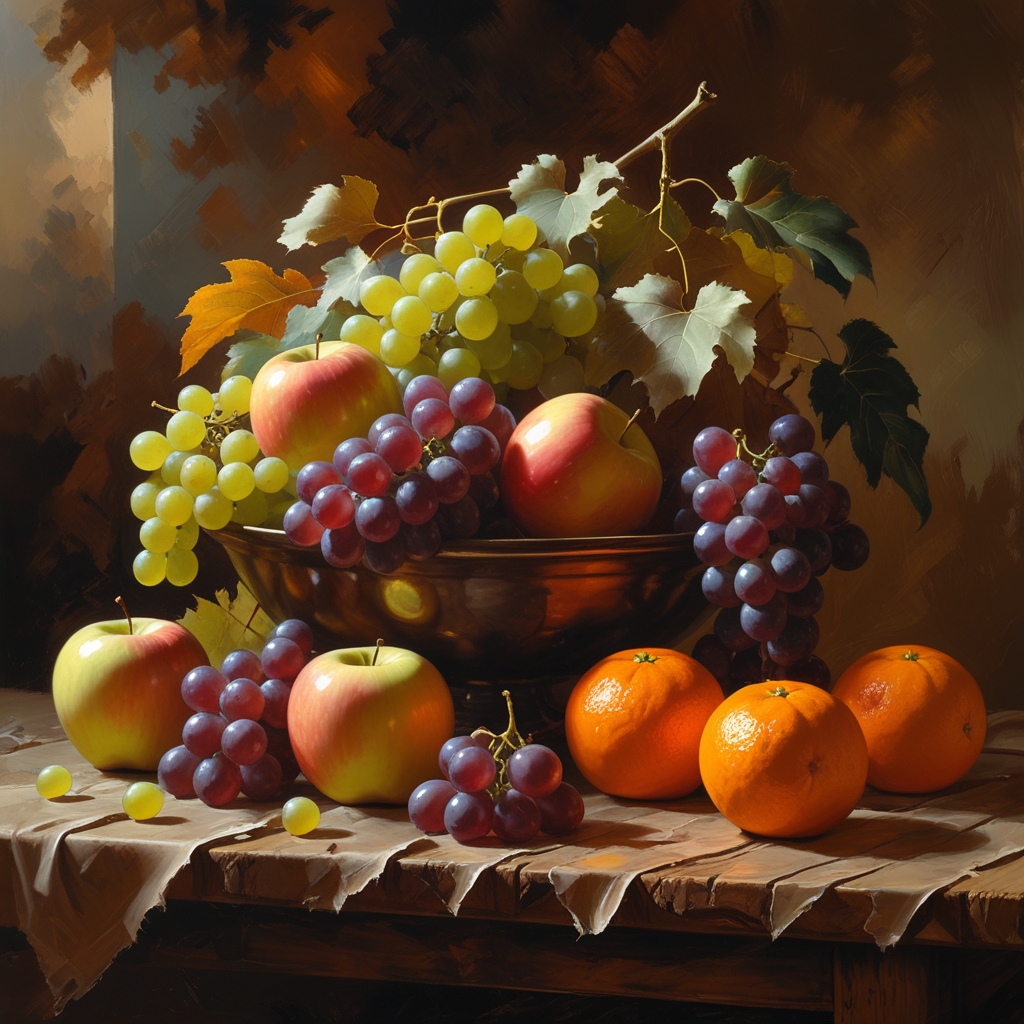 A still life of fresh fruit on a rustic wooden table - Payhip