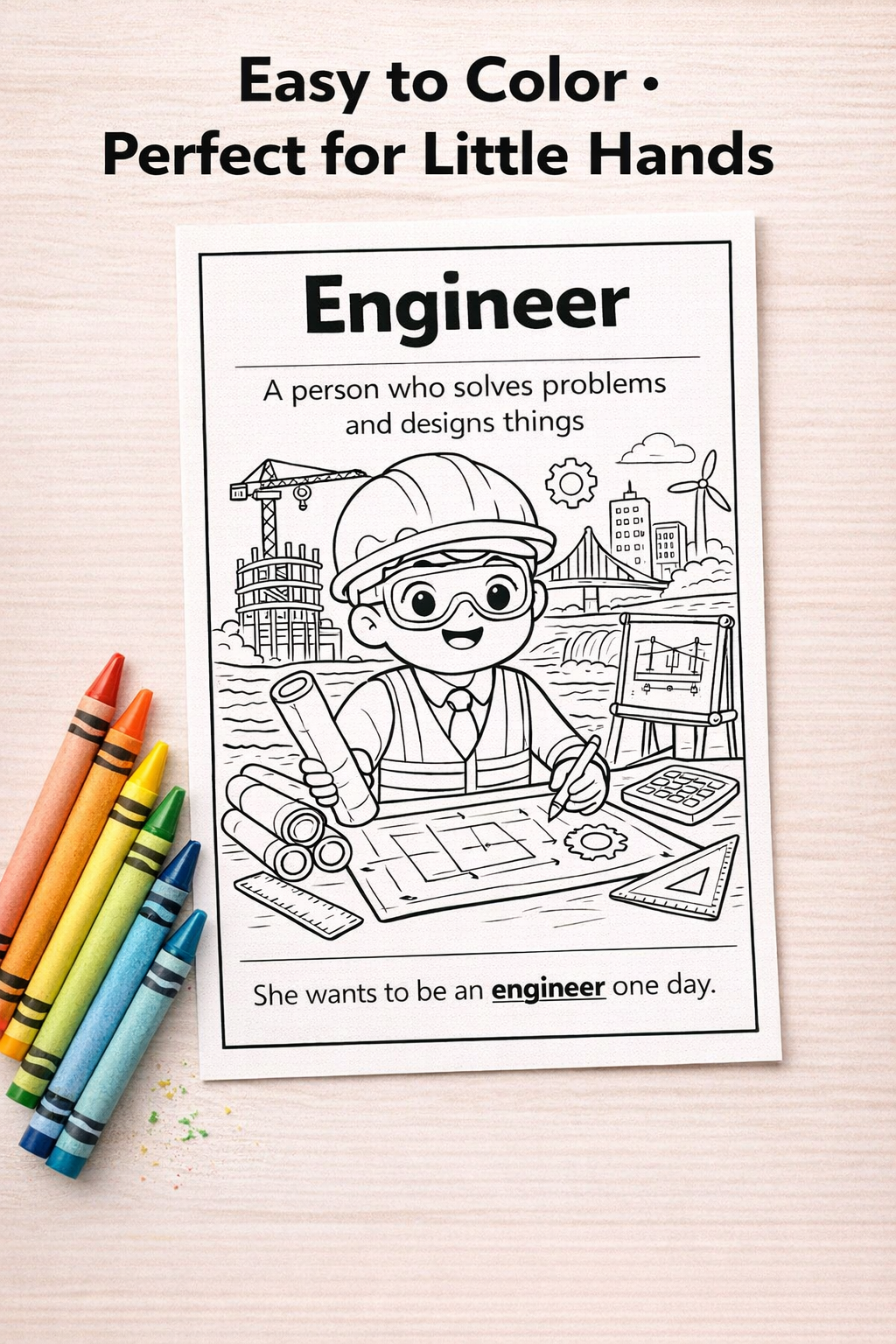 Jobs Coloring Vocabulary Cards – 20 Fun Printable Flashcards for Kids (Ages 3–7)