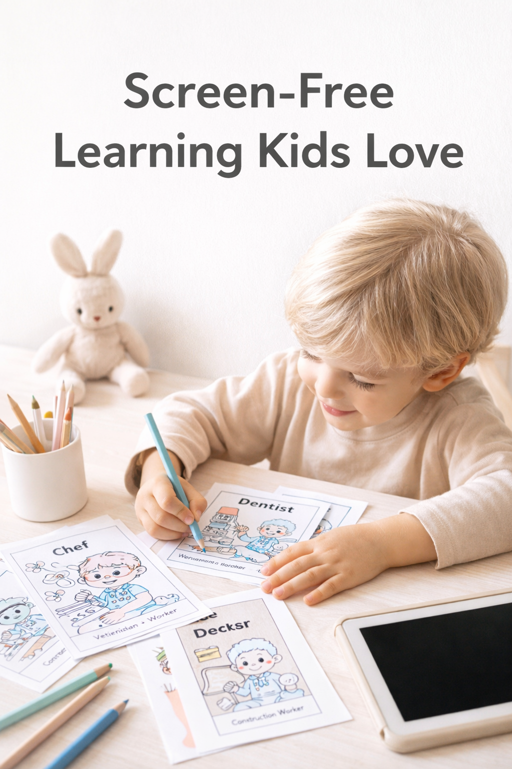 Jobs Coloring Vocabulary Cards – 20 Fun Printable Flashcards for Kids (Ages 3–7)