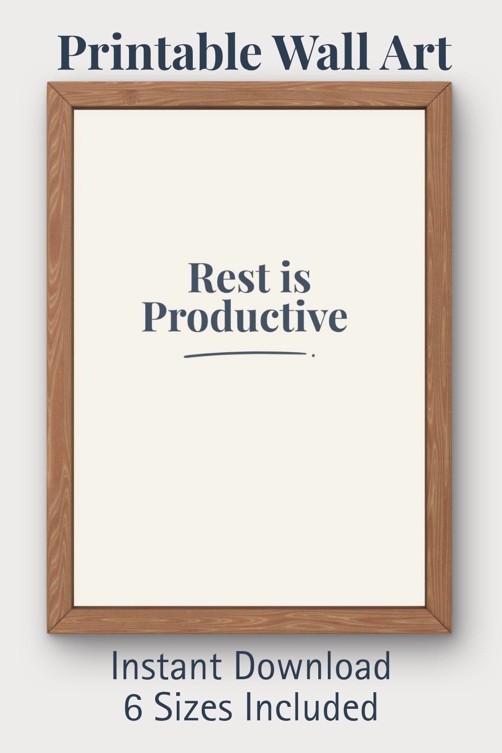 Printable wall art Rest is Productive navy minimalist poster digital download