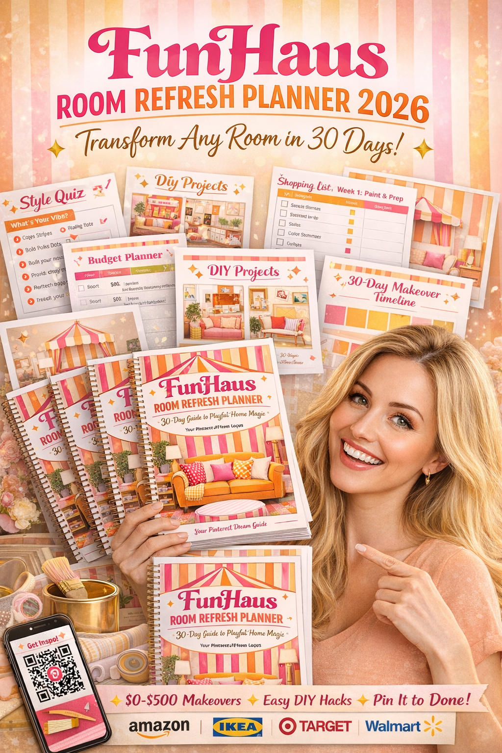 room refresh planner, room makeover planner, home decor planner, printable room planner, colorful home decor ideas, DIY room makeover, budget home decor, home styling workbook, interior design planner, bedroom refresh ideas, living room makeover planner, 