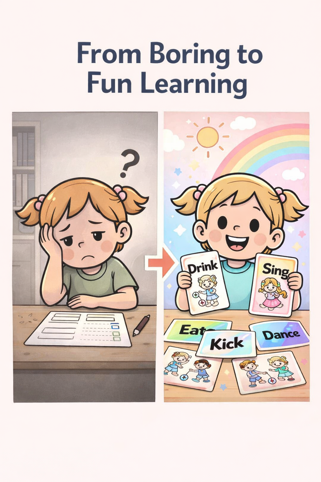 20 Action Words Coloring Cards for Kids (Ages 3–7) – Fun Verbs Learning Printable | Learn Actions Through Play