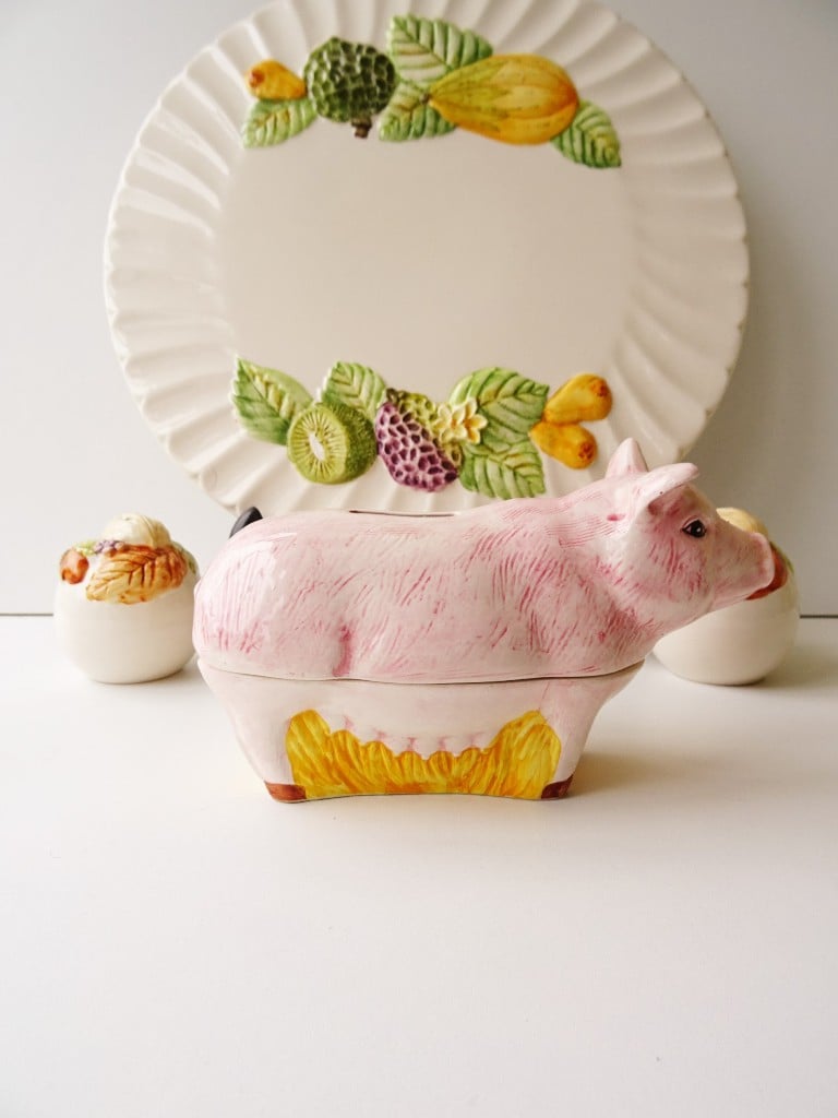 French Michel Caugant Pink Pig Money Box