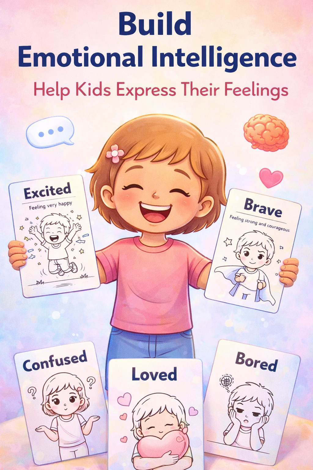 20 Kids Emotions Flashcards Pack for Ages 3–7 | Learn Feelings, Build Emotional Intelligence & Social Skills with Fun Printable Coloring Cards