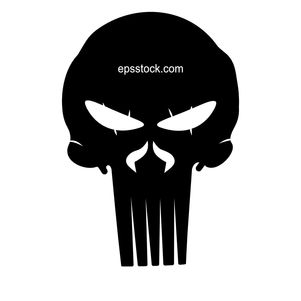 a symbol of a human skull with long teeth