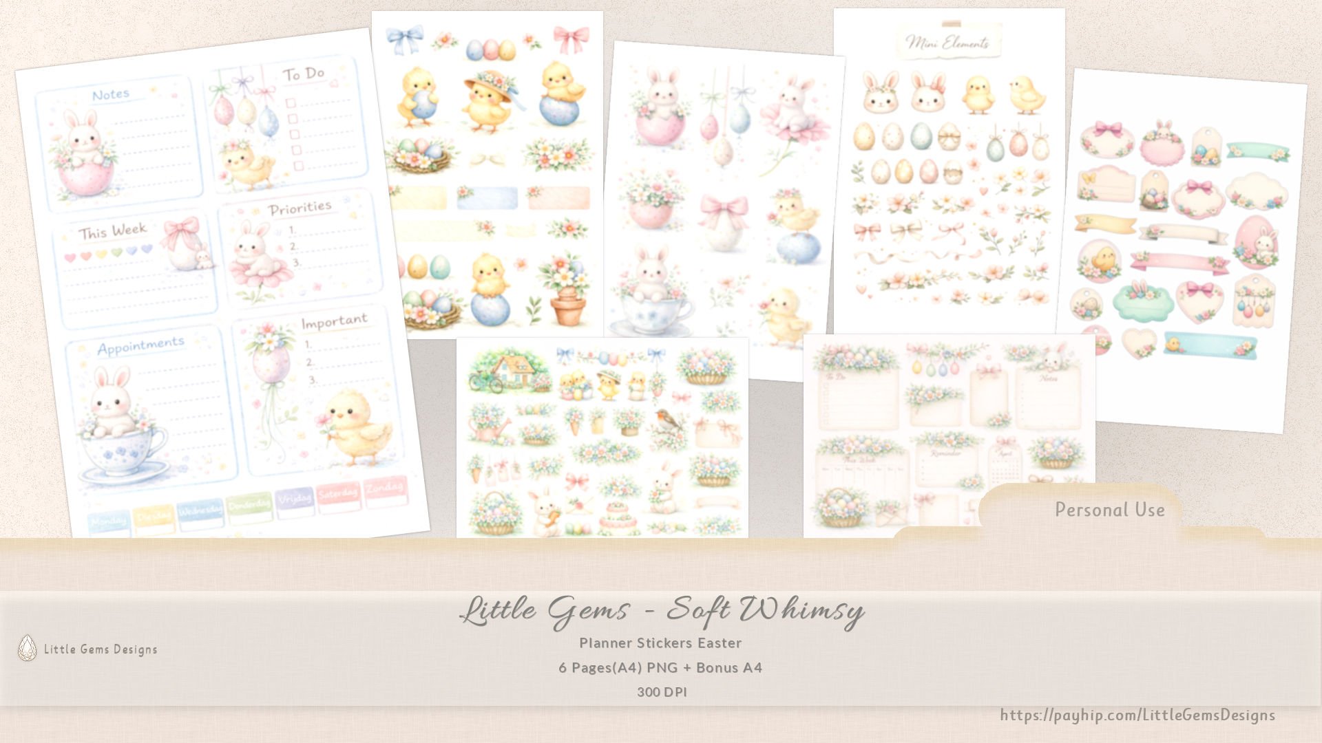 Whimsy Sticker Printable Little Gems - Soft Whimsy-Planner Stickers Easter - Payhip