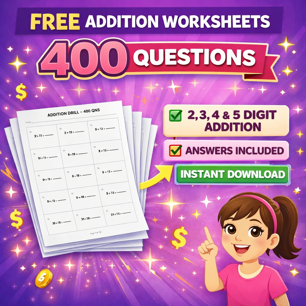 FREE MATHS WORKSHEETS FOR INSTANT DOWNLOAD