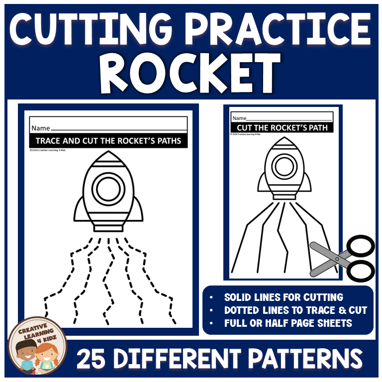 Roaring Rockets Worksheet Rocket Cutting Worksheets | Fine Motor Scissor Skills Practice