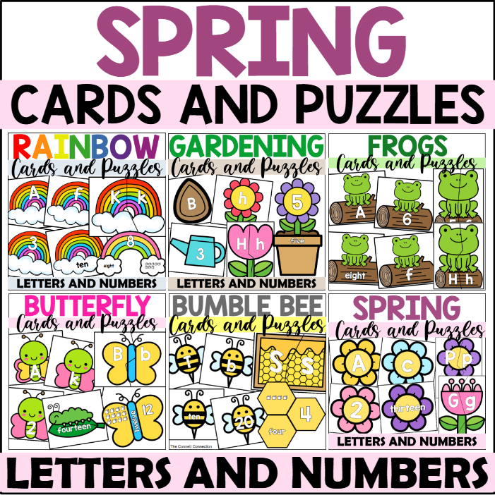 Spring Alphabet and Number Cards and Puzzle Bundle