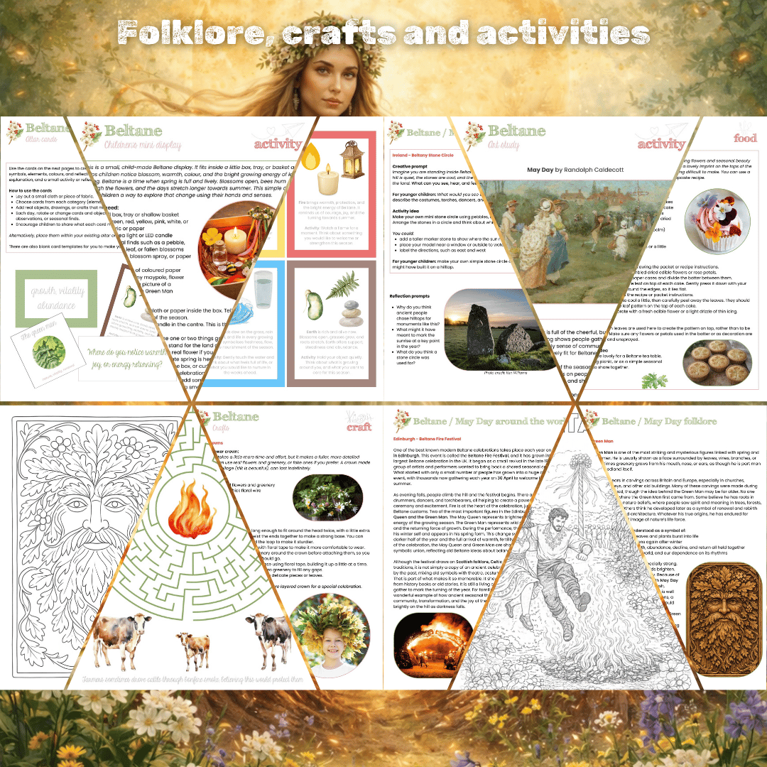 Beltane activities for kids | May Day | folklore art poetry food crafts
