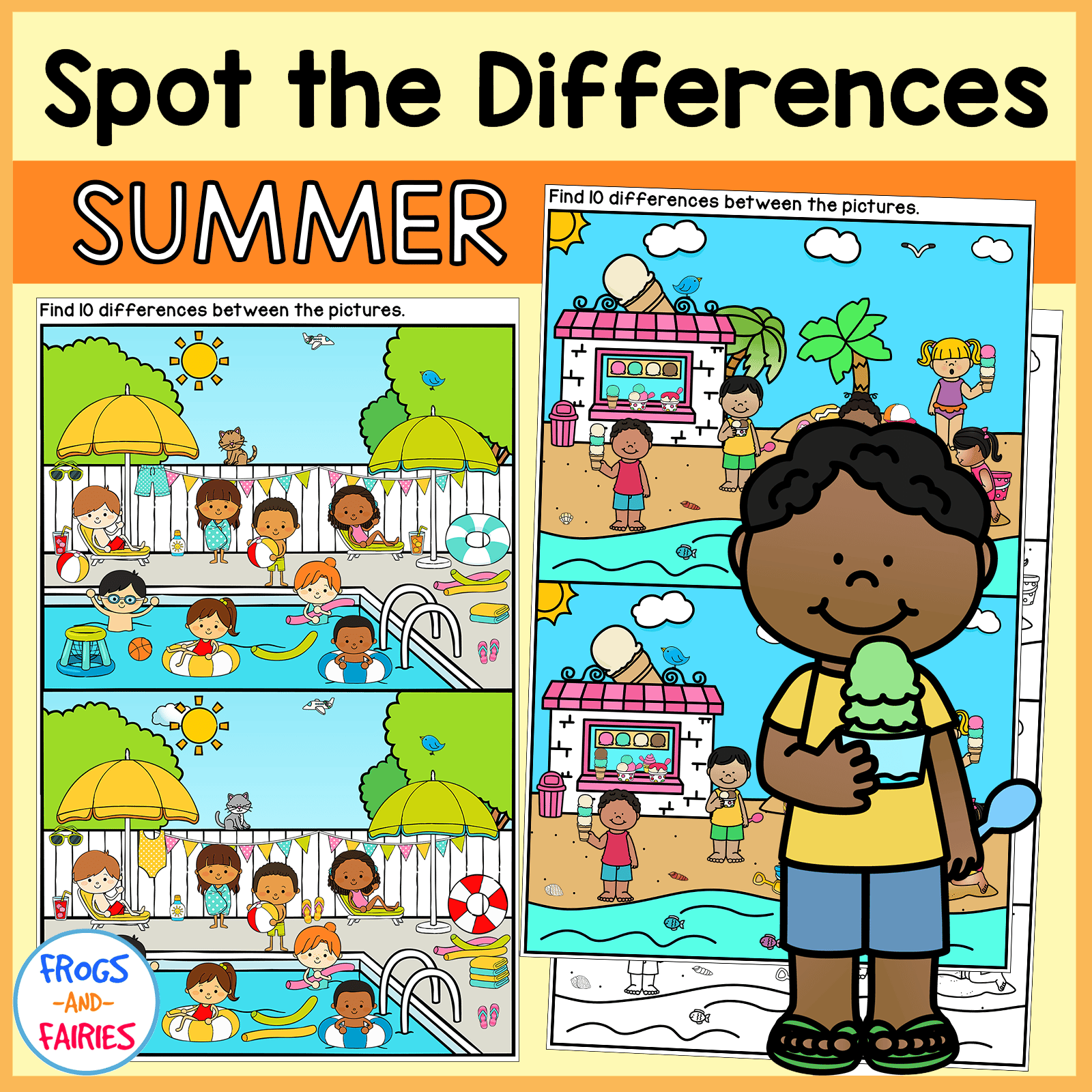 Summer Spot the Difference Puzzles – Fun Visual Perception and Critical ...