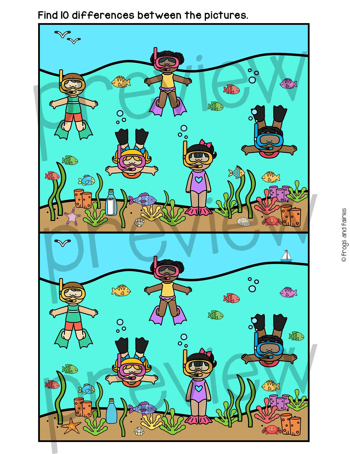 Summer Spot the Difference Puzzles – Fun Visual Perception and Critical ...