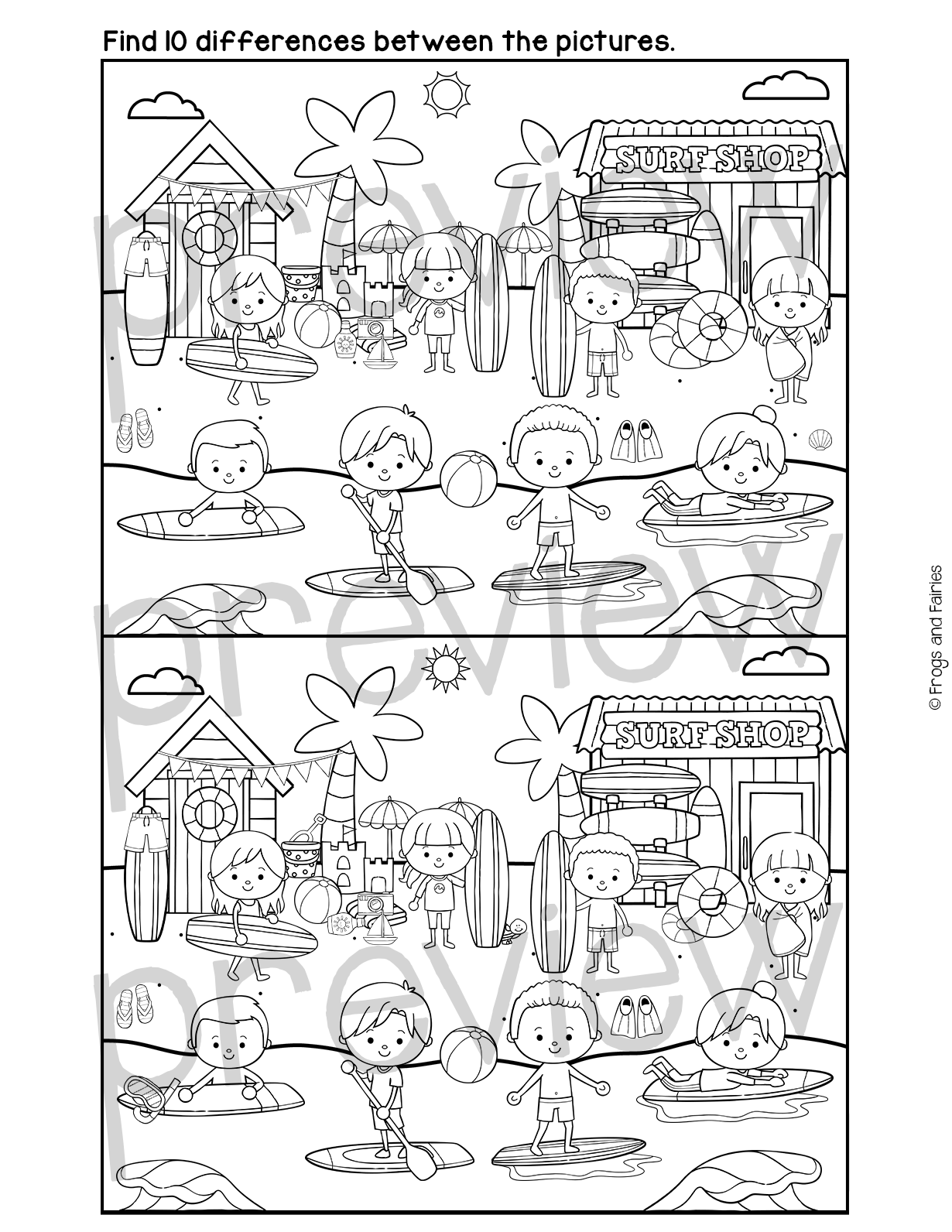 Summer Spot the Difference Puzzles – Fun Visual Perception and Critical ...