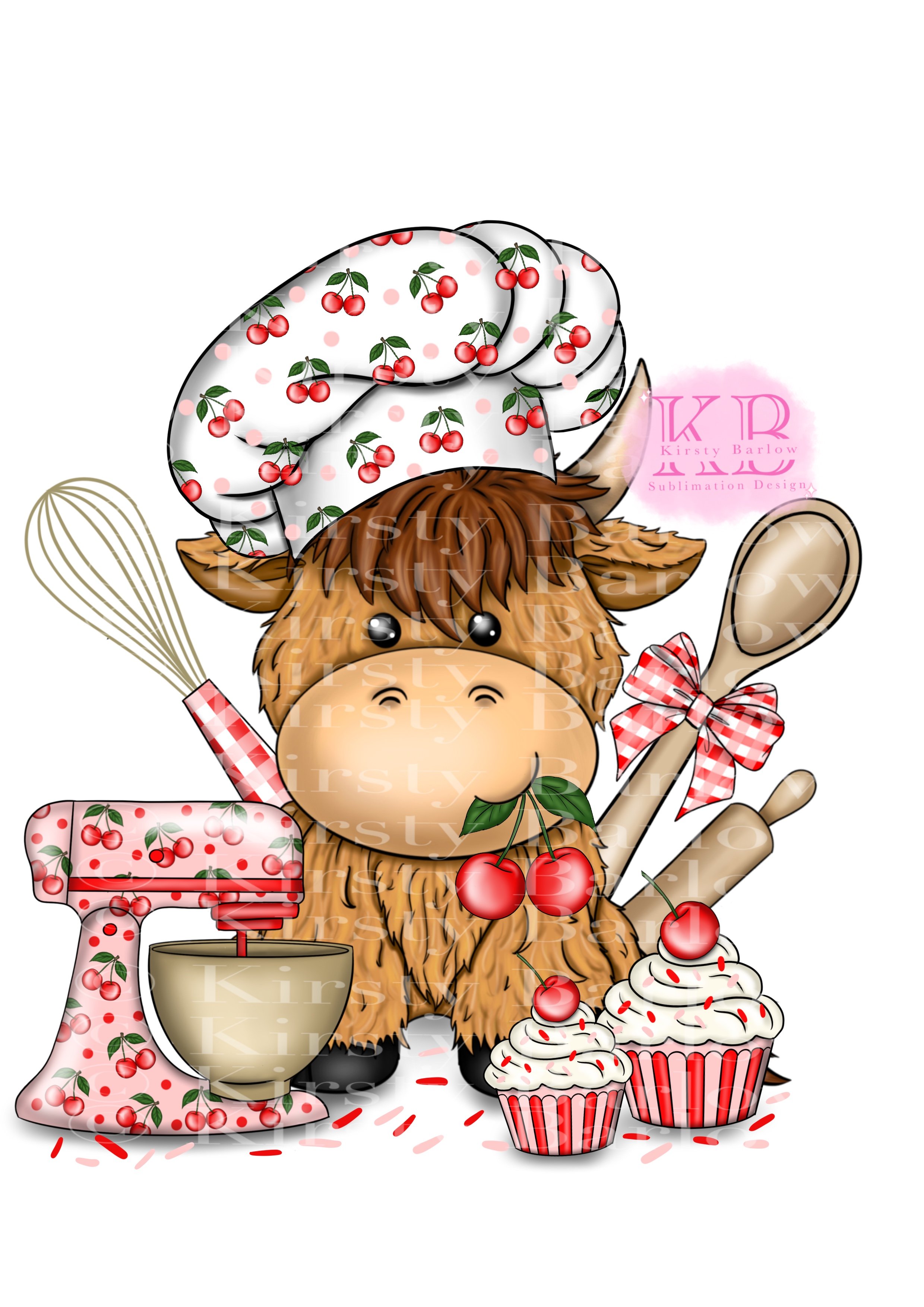 Cherry baker baking highland cow design - Payhip