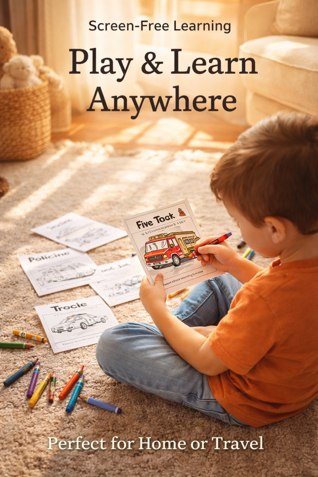 Transport Pack for Kids (Ages 3–7) – 20 Fun Printable Vehicle Flashcards with Simple Sentences & Coloring Pages | Learn Transportation Vocabulary the Easy Way