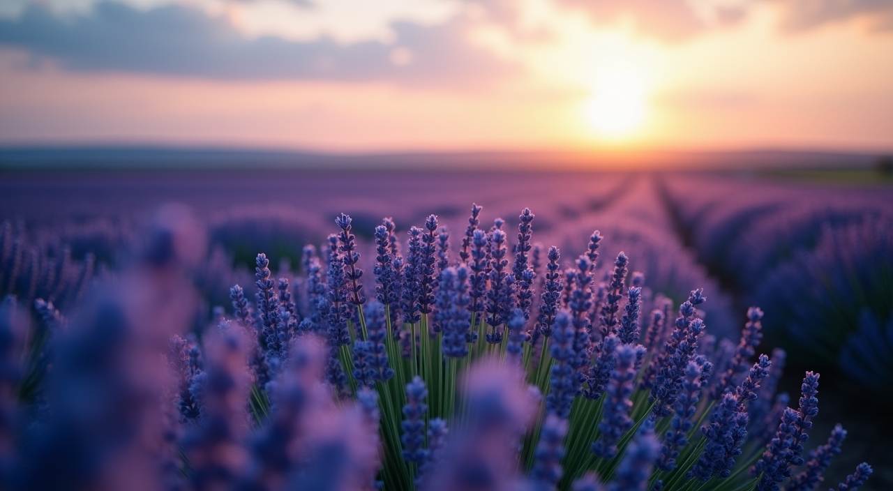 Lavender Field at Golden Hour | 4K Professional Desktop & Presentation Wallpaper