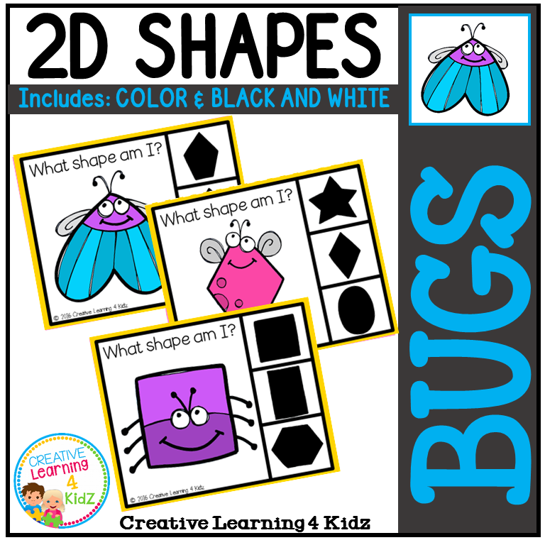 Bugs 2D Shape Clip Cards | Spring Math Center Activity for Shape ...