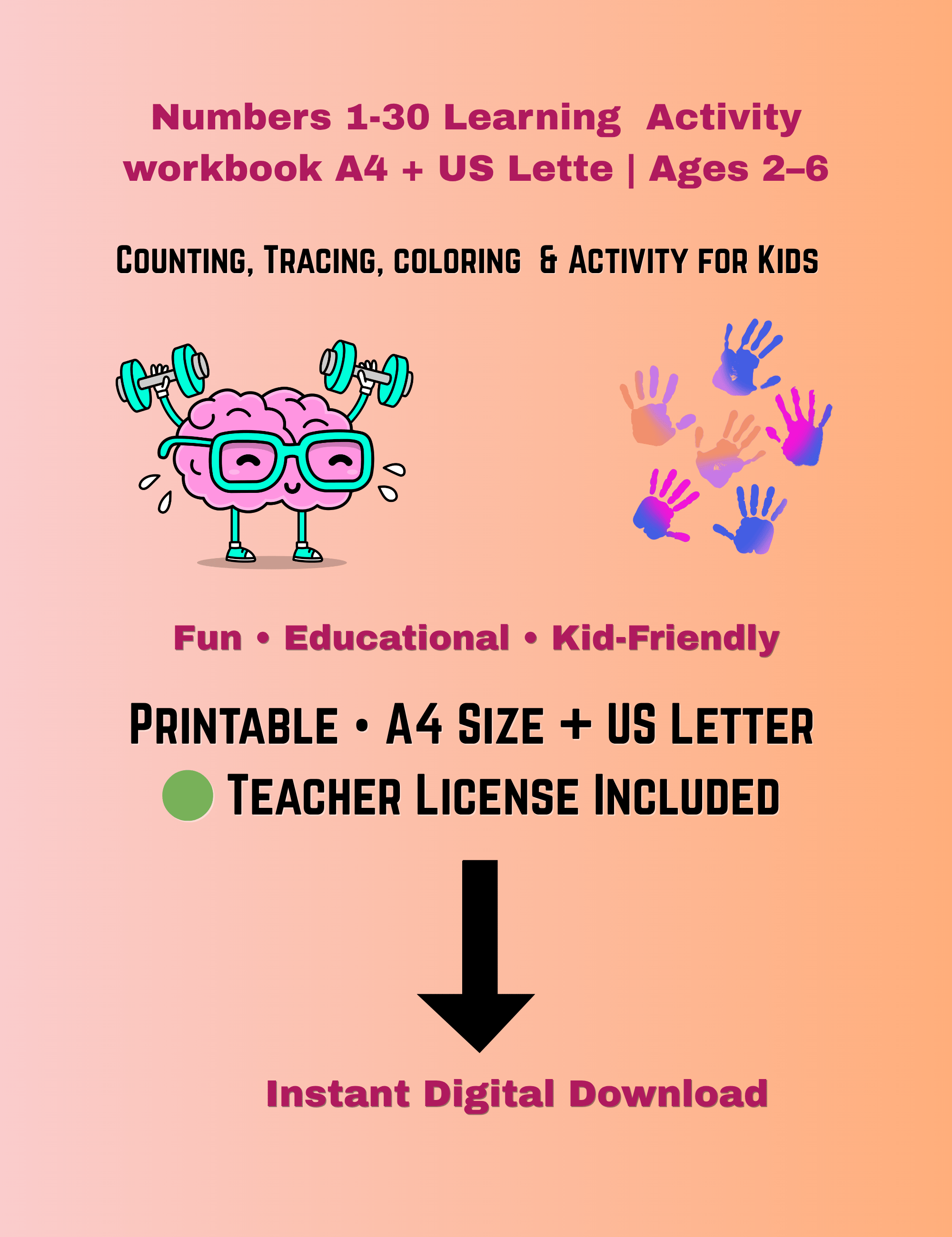 Numbers 1–30 Printable Workbook for Kids (Ages 3–6) | Counting Activity ...